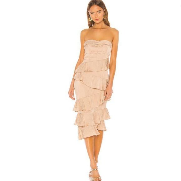 EUC NBD Alena Midi Dress in Nude Size XS - Picture 2 of 6